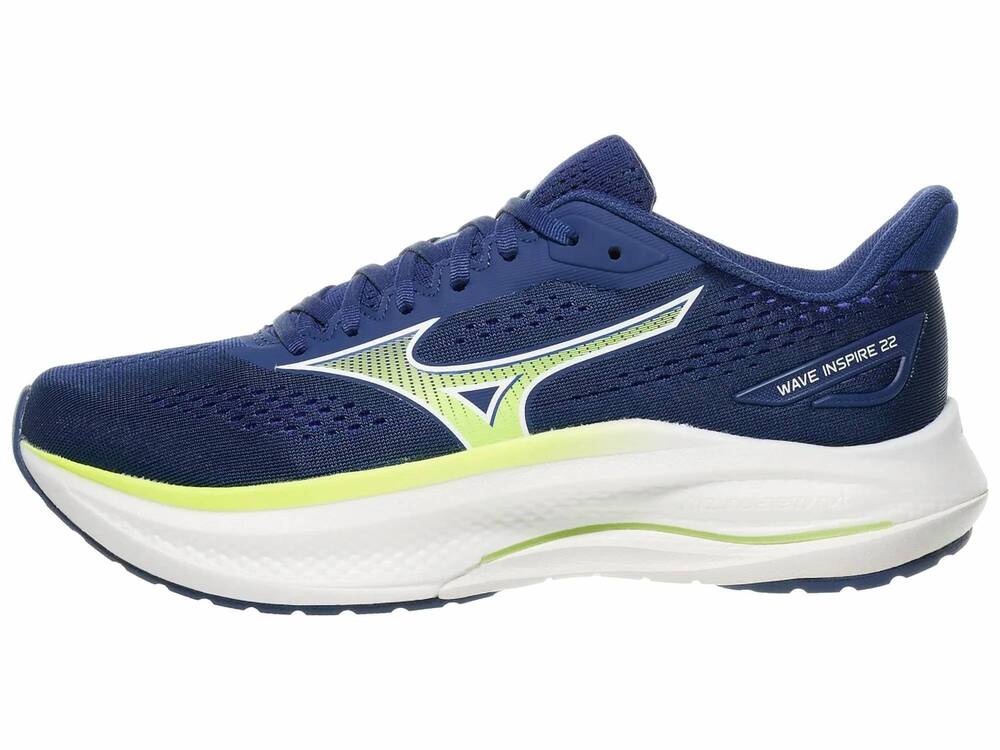 NEW MIZUNO men's wave inspire 22 sneaker in estate blue/white